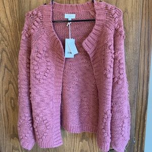 Lucky Brand Women's Bobble Mauve Cadigan Sweater